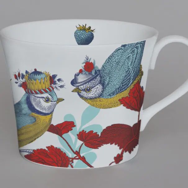 Arcadia Blue Tit Bone China Mug - White
