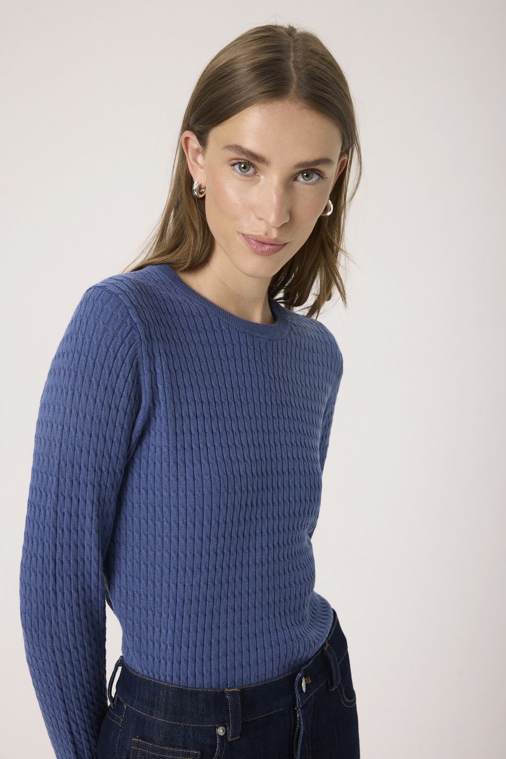 Spina Cable Pullover - Bijou Blue