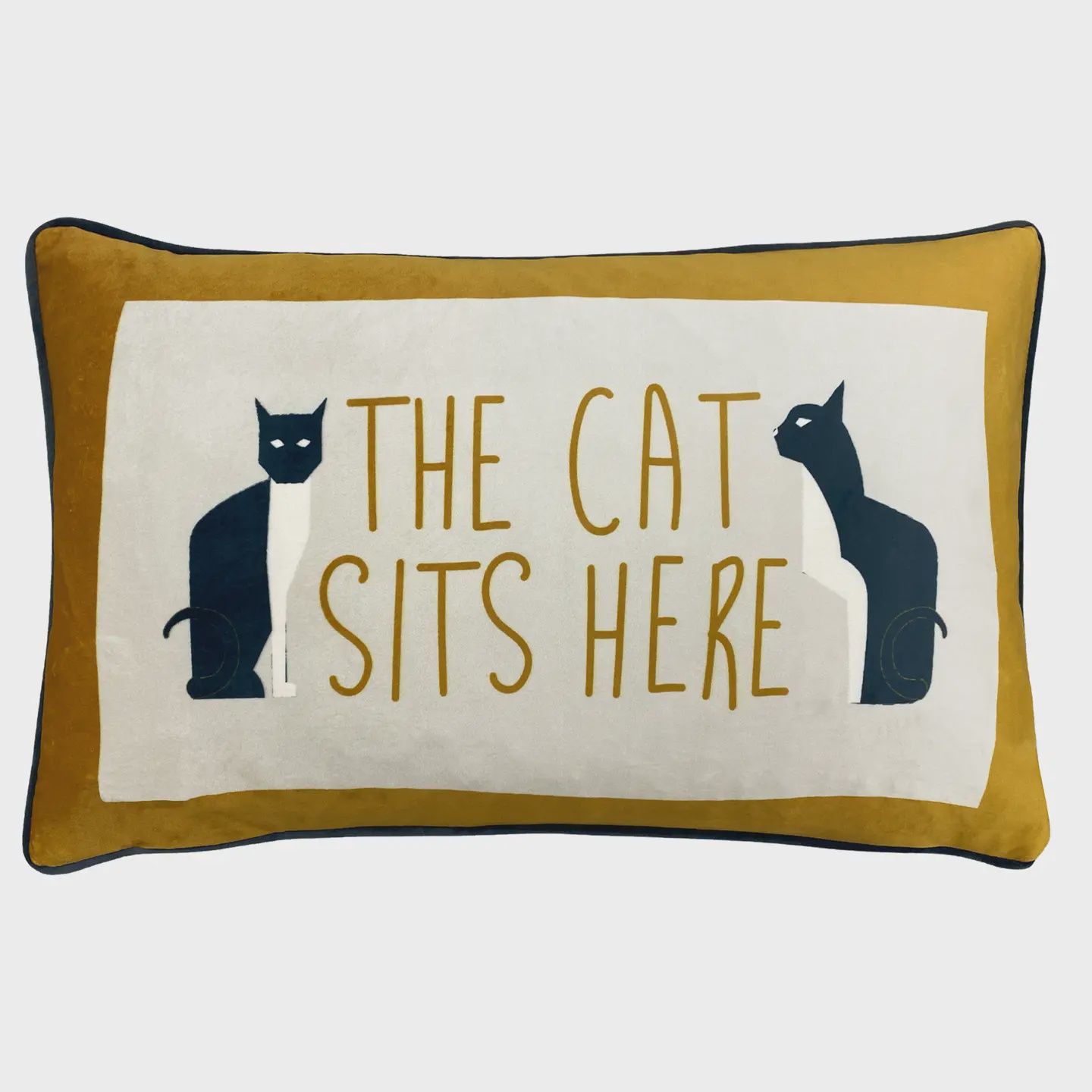 Kitta Sits Here Cushion - Ochre