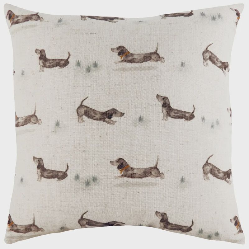 Dogs Repeat Square Cushion - Natural