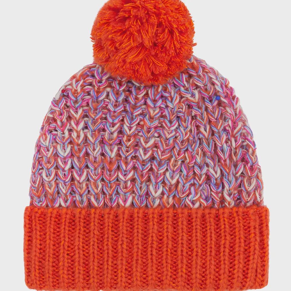Lolly Twist Bobble Beanie Hat - Orange