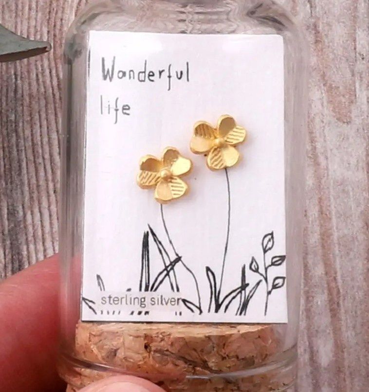 Wonderful Life 3 Leaf Clover Earrings - Gold
