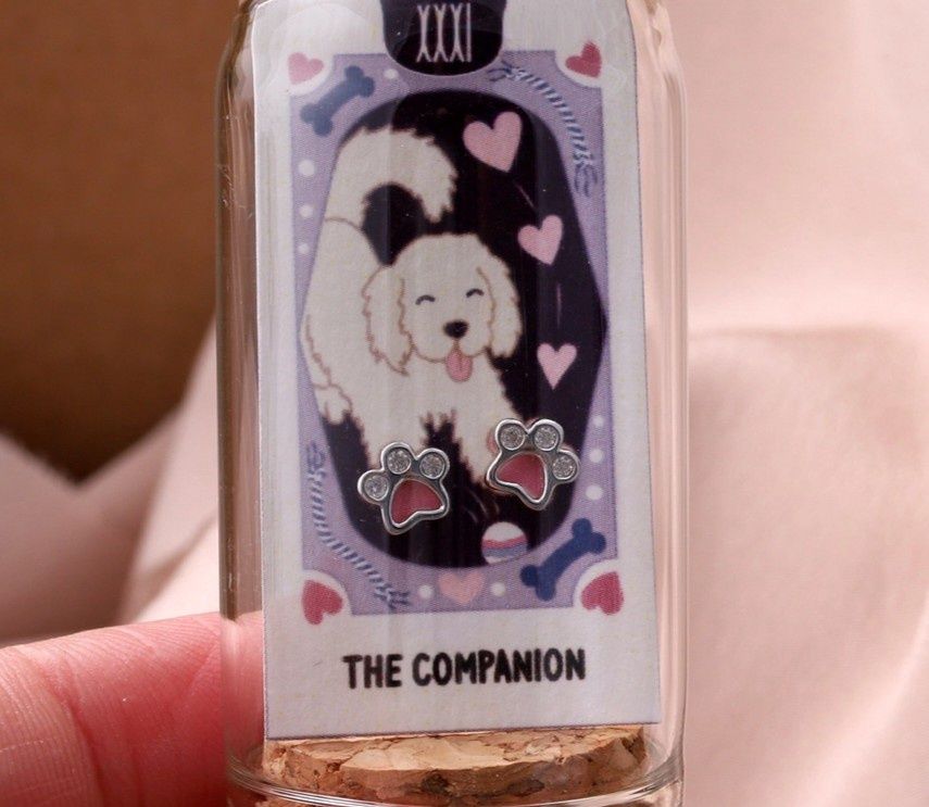 The Companion Crystal Tiny Paw Earrings - Gold