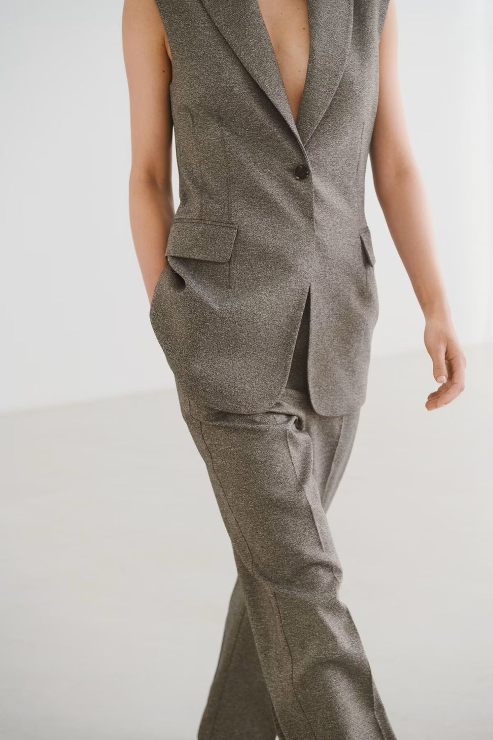 Barbora Pants - Grey Melange Suit