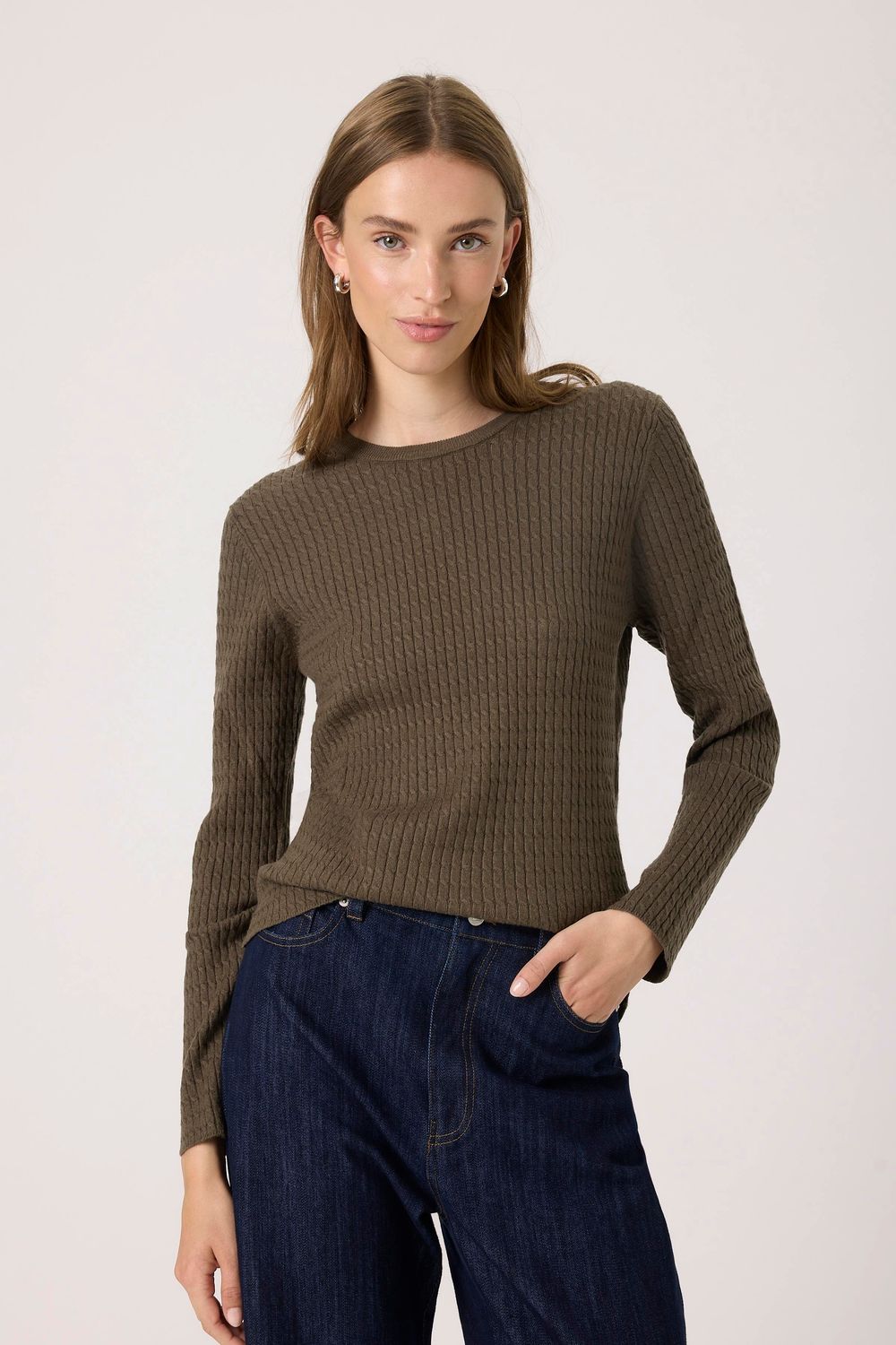 Spina Cable Pullover - Tarmac