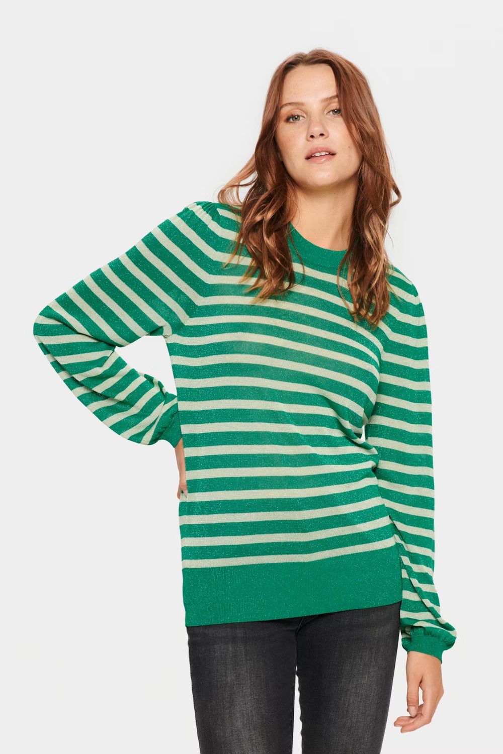 XauSZ LS Shimmer Pullover - Jelly Bean Green