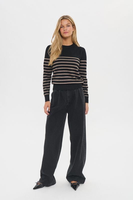 MilaSZ Shimmer Stripe Pullover - Black Atmos Shimmer Stripe