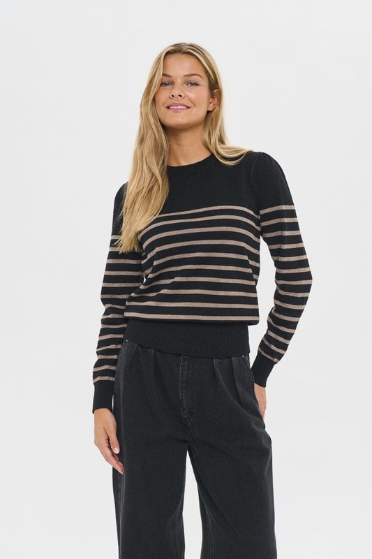 MilaSZ Shimmer Stripe Pullover - Black Atmos Shimmer Stripe