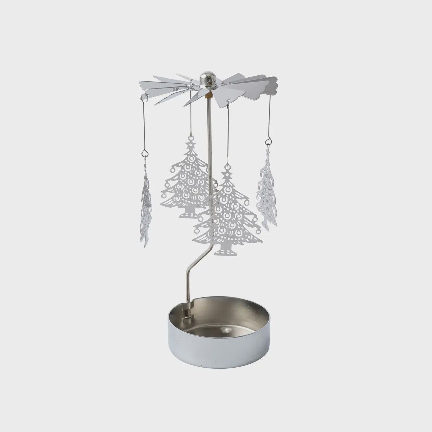 Tealight Spinner - Silver Christmas Tree