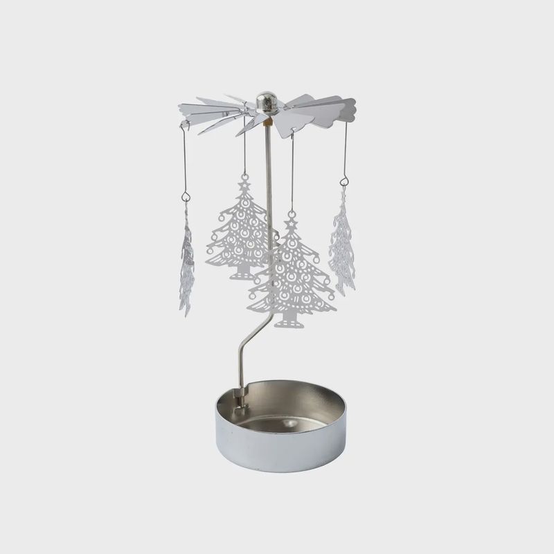 Tealight Spinner - Silver Christmas Tree