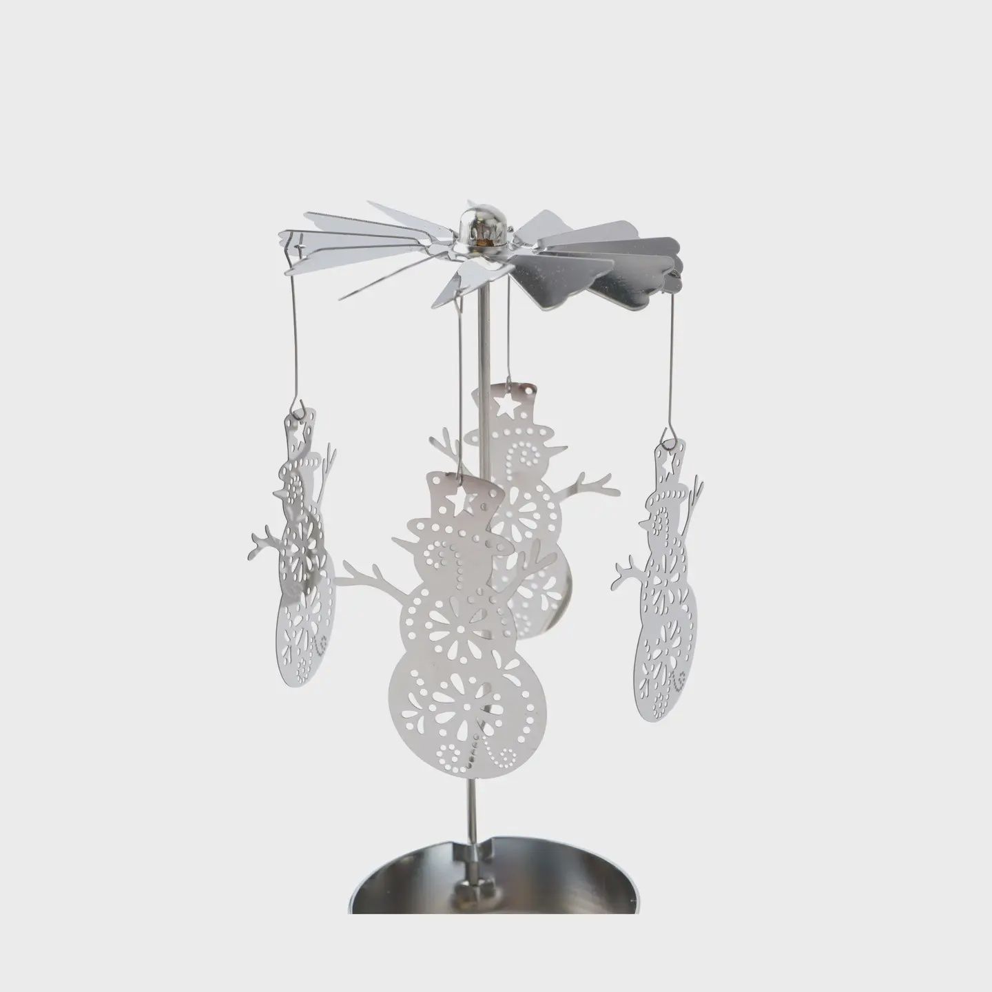 Tealight Spinner - Silver Snowman