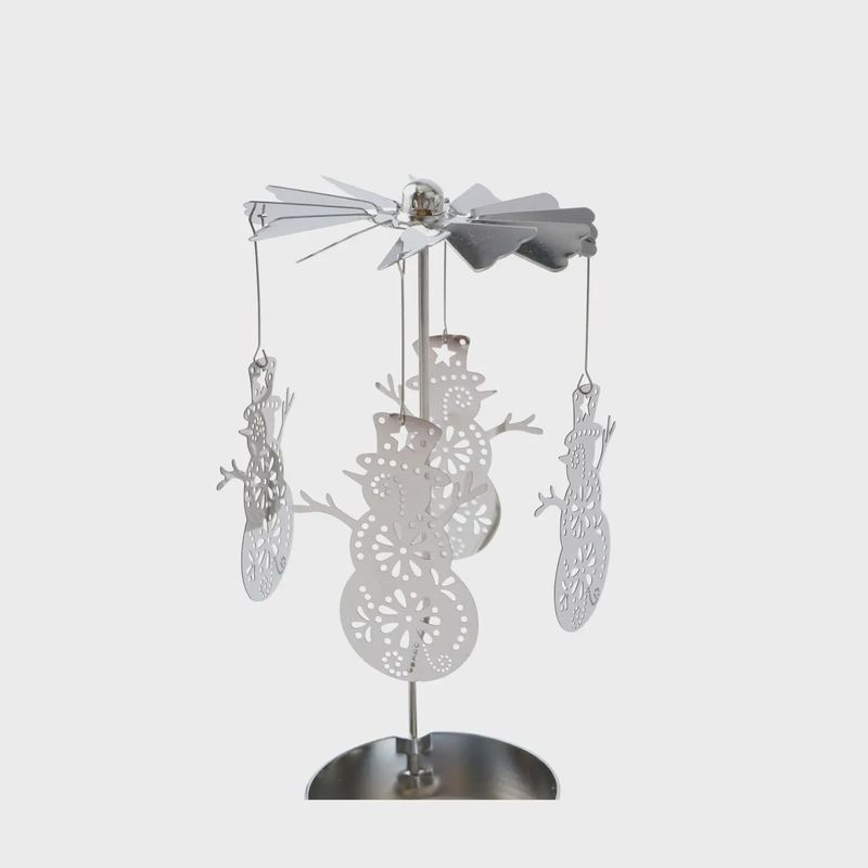 Tealight Spinner - Silver Snowman