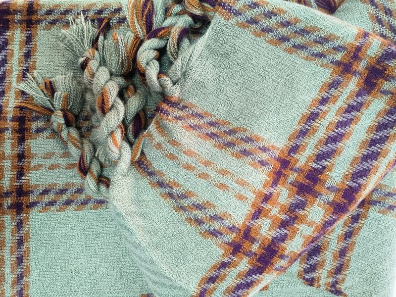 Tartan Tassel Scarf - Sage/Ink