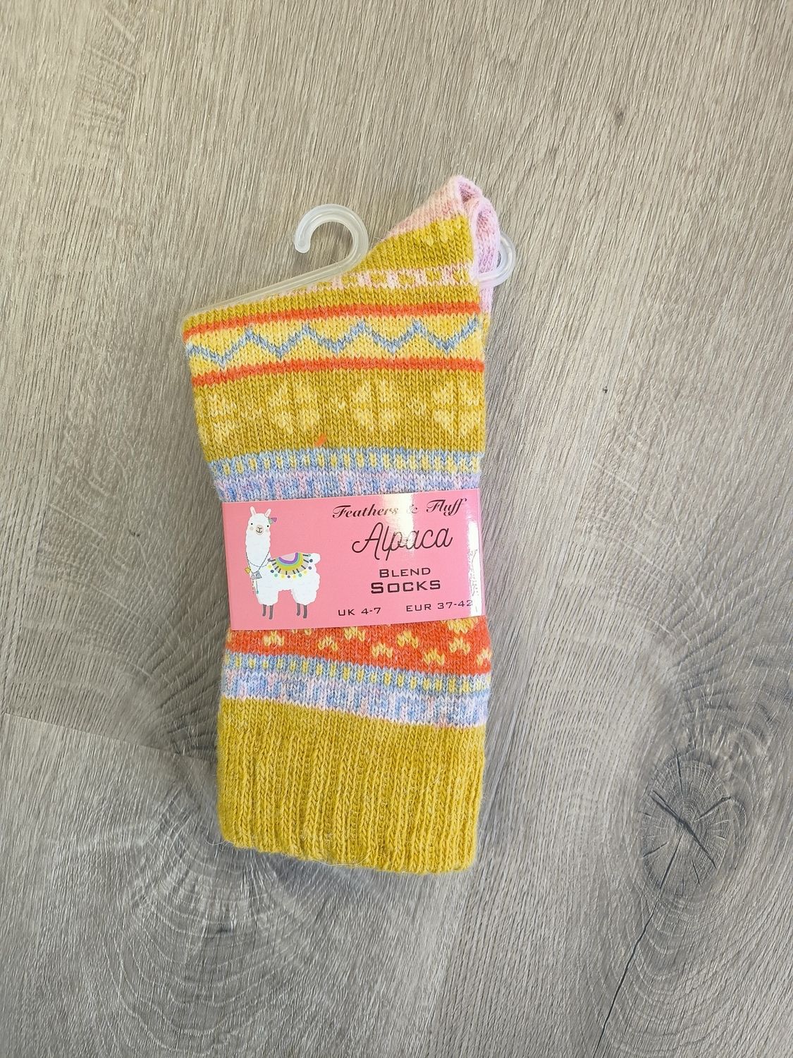 Alpaca Blend Socks - Mustard Cuff