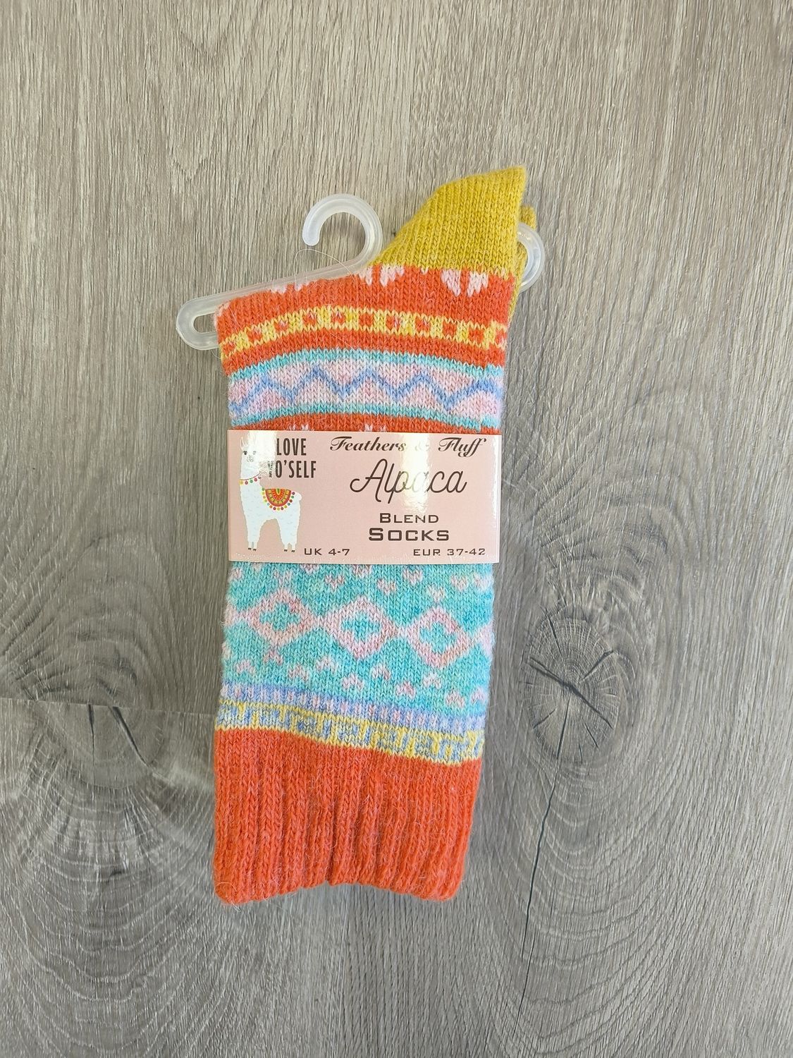 Alpaca Blend Socks - Orange Cuff
