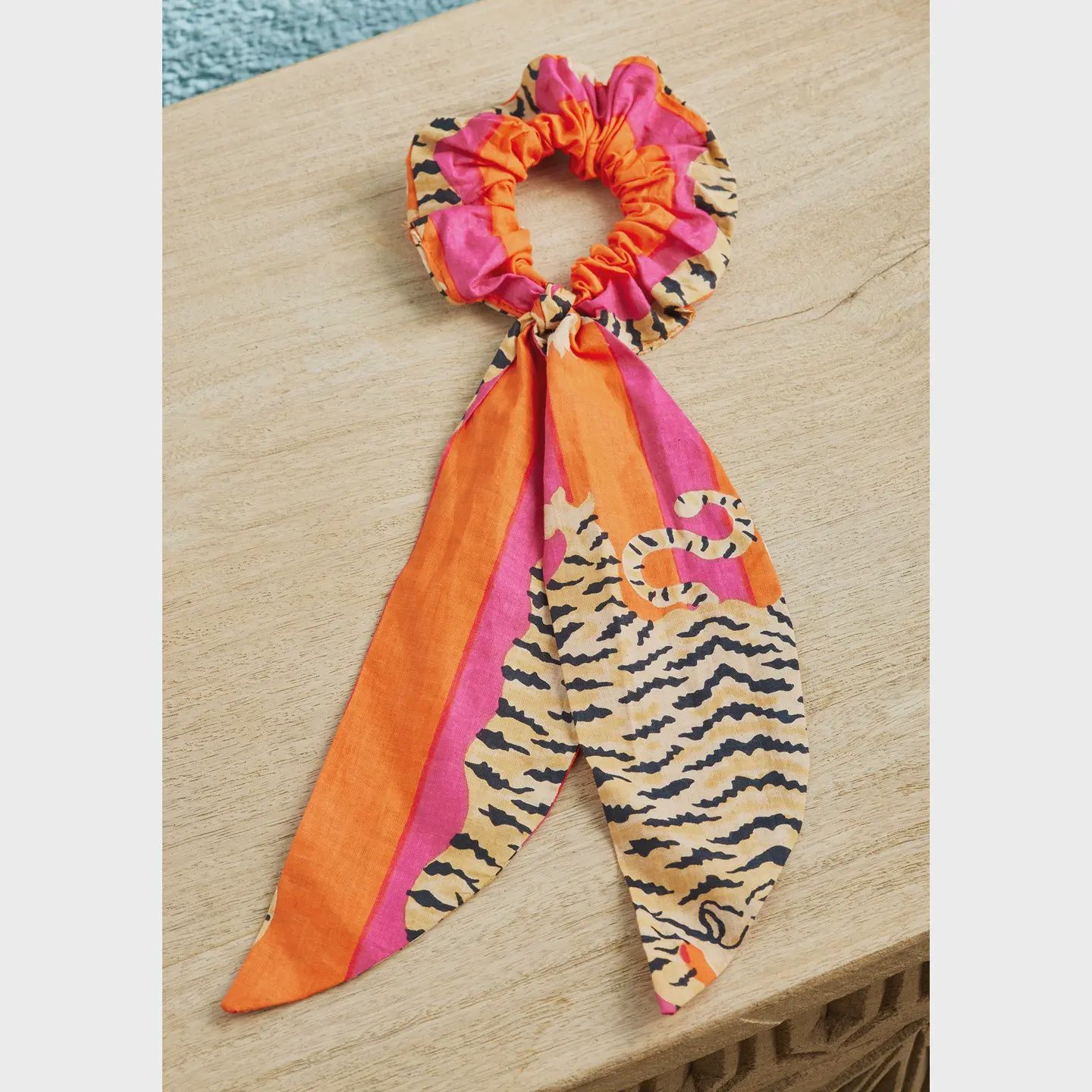Hair Scrunchie with Tie - Tiger Stripe