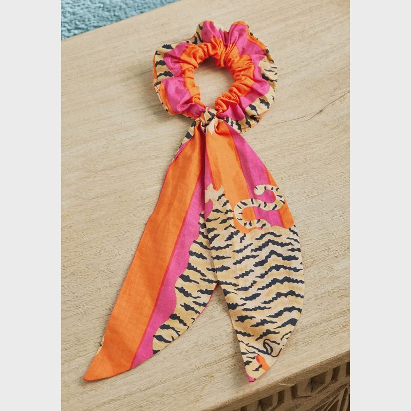 Hair Scrunchie with Tie - Tiger Stripe