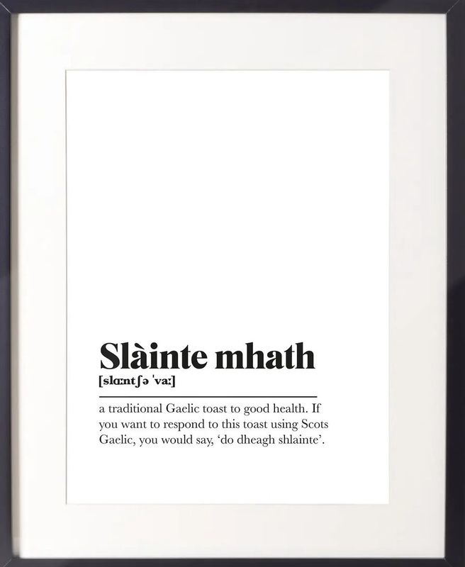 Slainte Mhath A4 Print - Monochrome