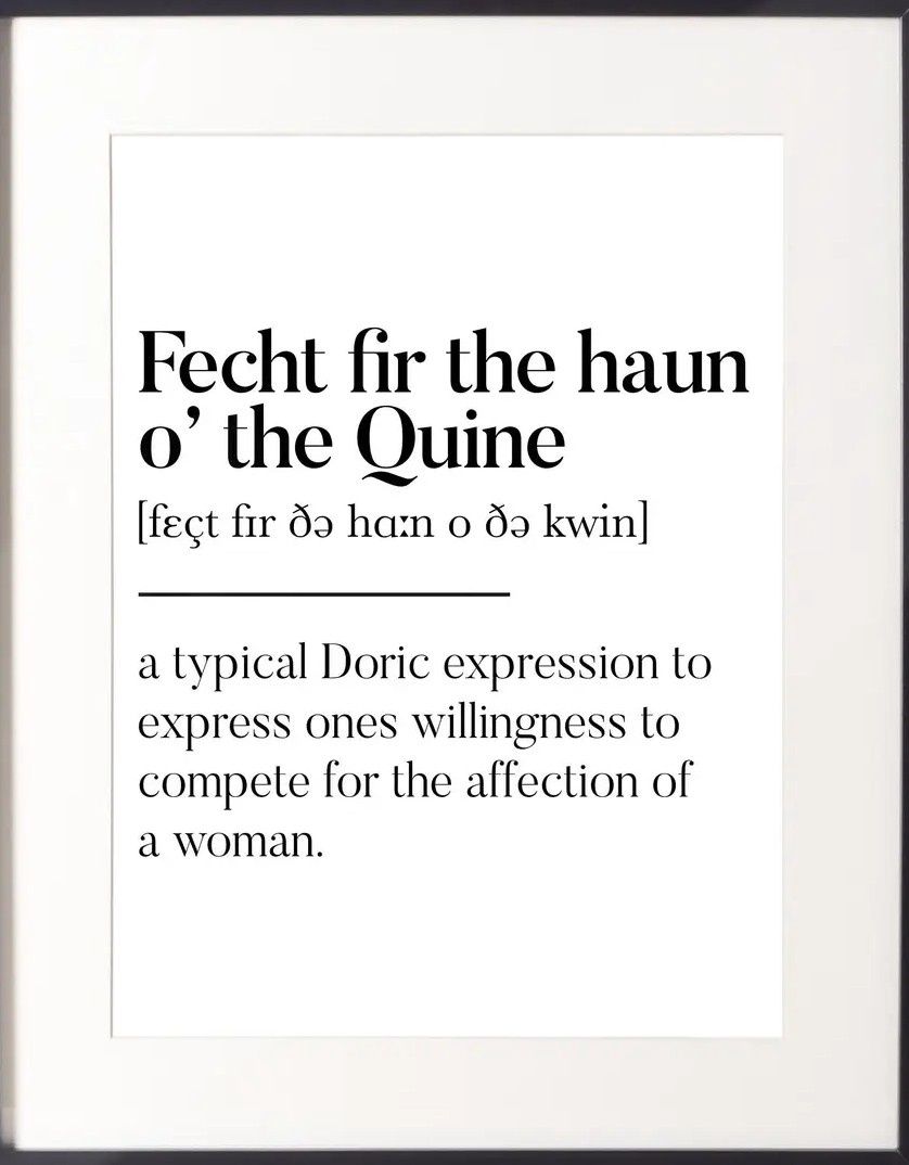 Fecht fir the haun o&#39; the Quine A5 Print - Monochrome