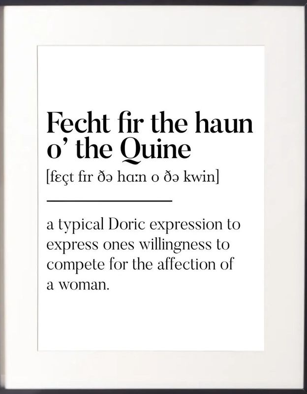 Fecht fir the haun o&#39; the Quine A5 Print - Monochrome