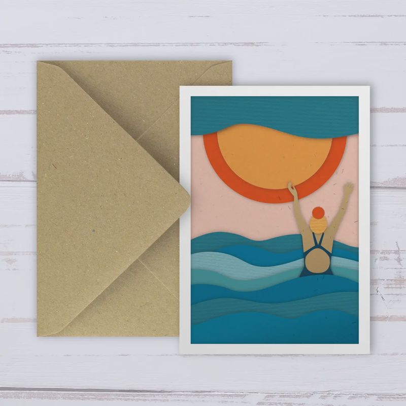 Greetings Card - Wild Swimming Waves