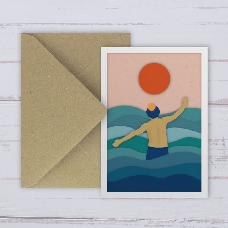 Greetings Card - Wild Swimming Man