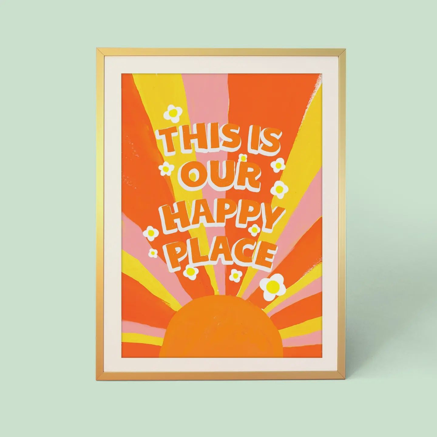 Happy Place Print A4 - Orange/Yellow/Pink