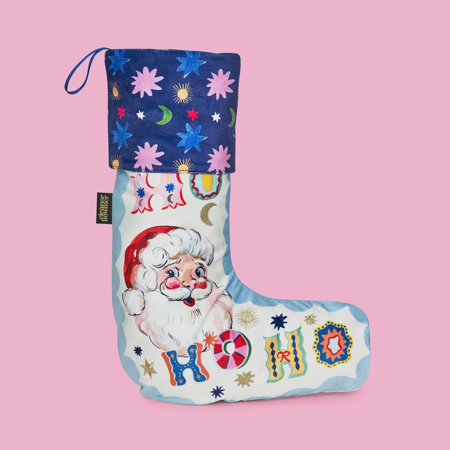 Jolly Santa Velvet Stocking - Multi