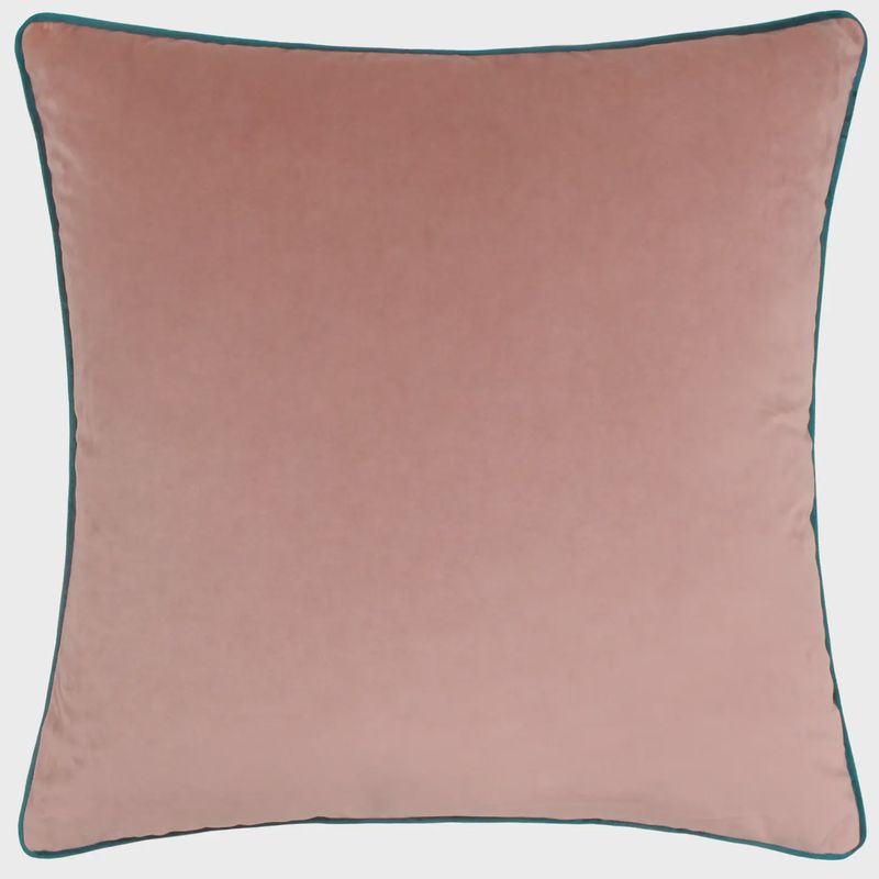 Meridian Velvet Cushion 45x45cm - Blush Pink/Teal