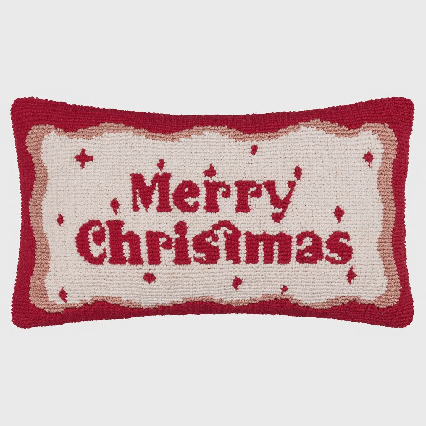 Candy Merry Christmas Tufted Cushion 30x50cm - Red/White