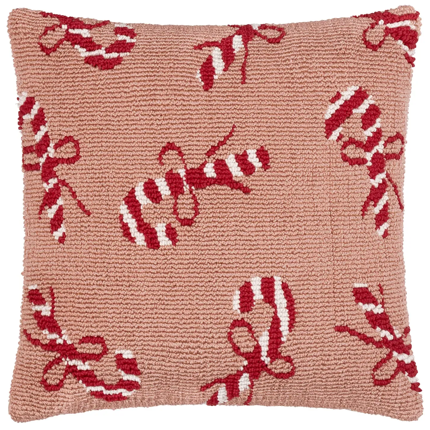 Candy Canes Tufte Cushion 45x45cm - Pink/Red