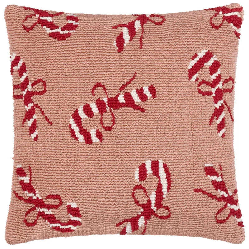 Candy Canes Tufte Cushion 45x45cm - Pink/Red