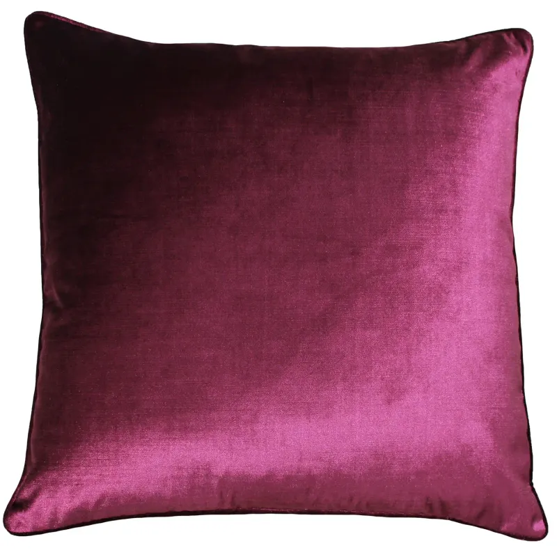 Luxe Velvet Piped Cushion 55x55cm - Cranberry