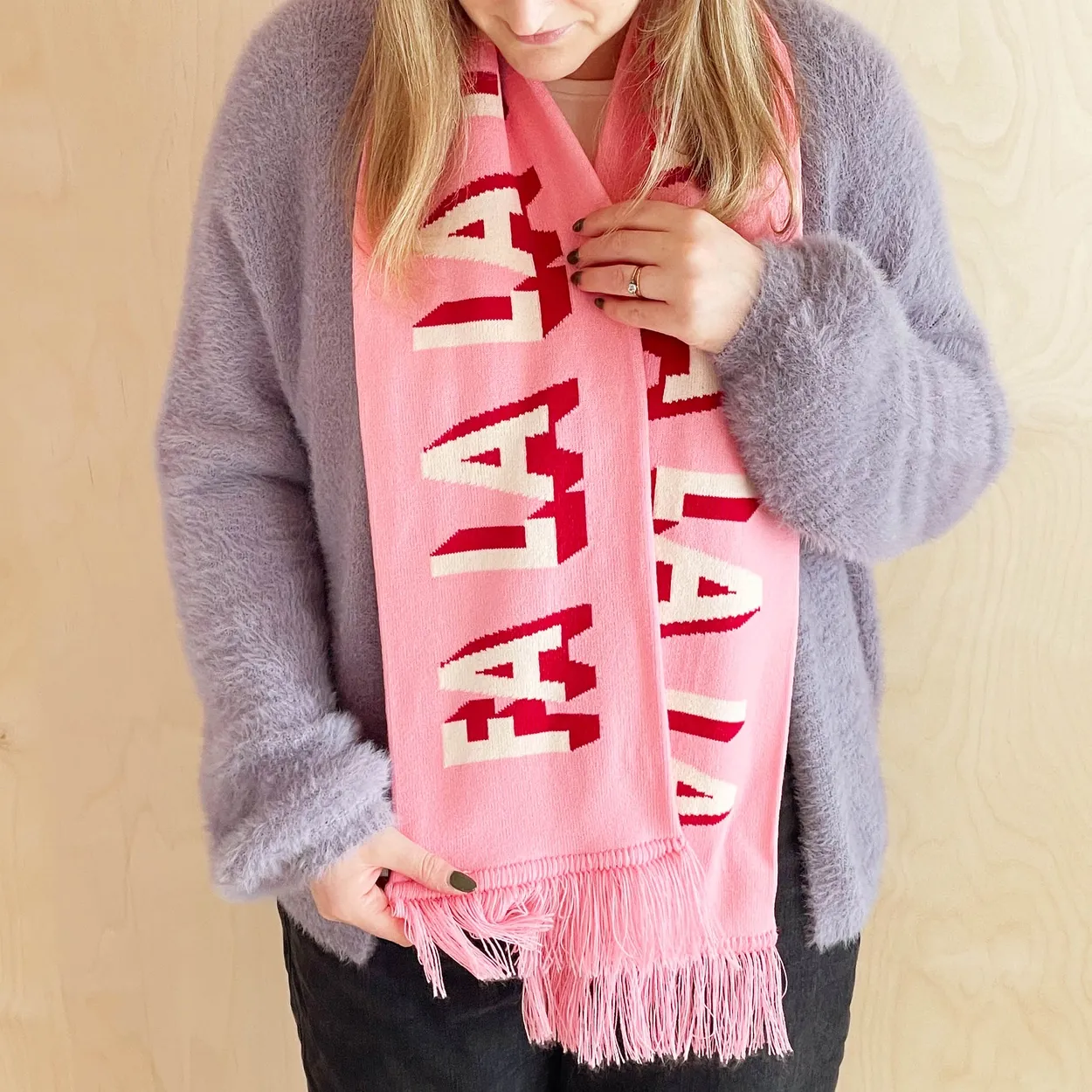 Falalalala Knitted Scarf - Pink