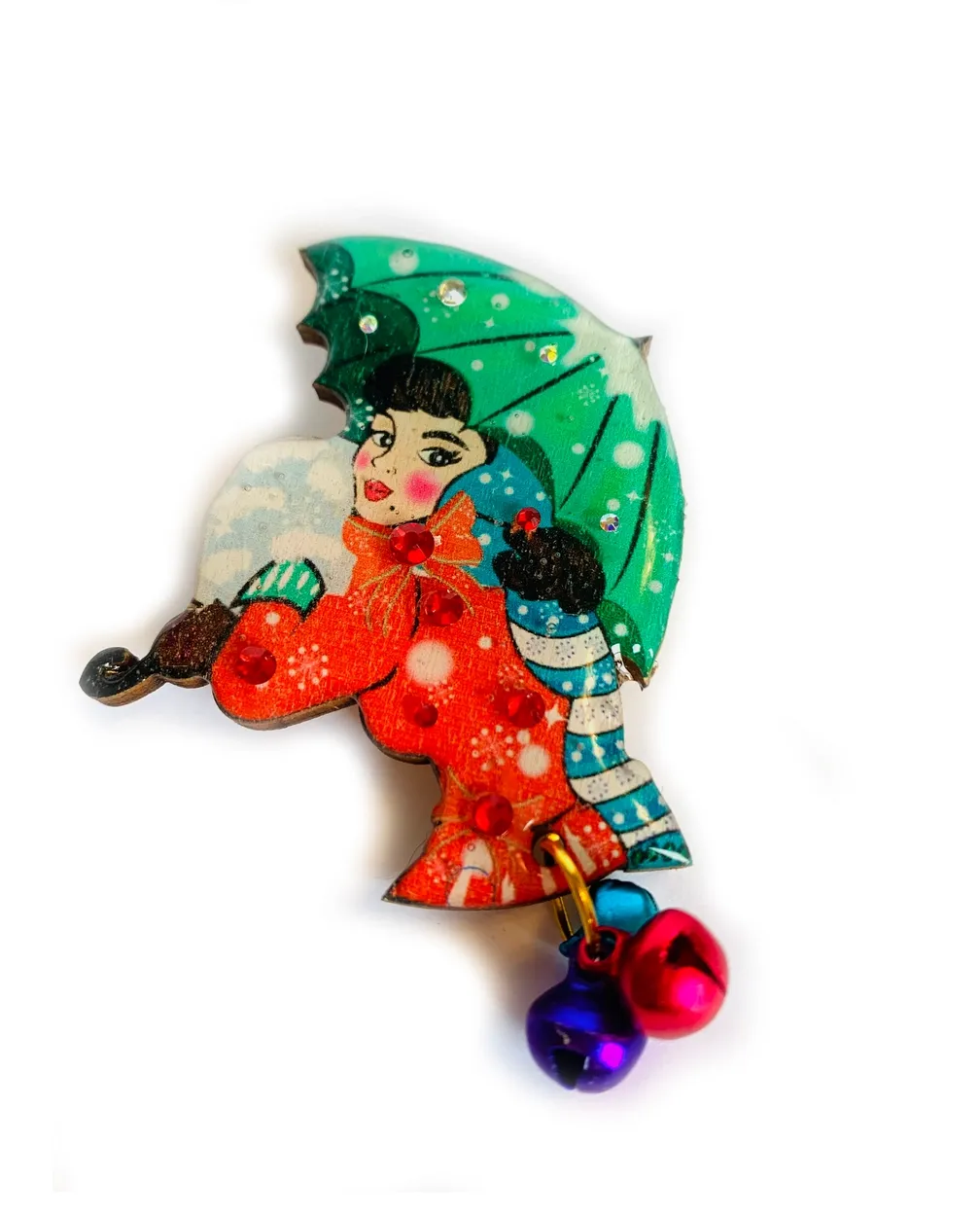 Winter Umbrella Christmas Brooch