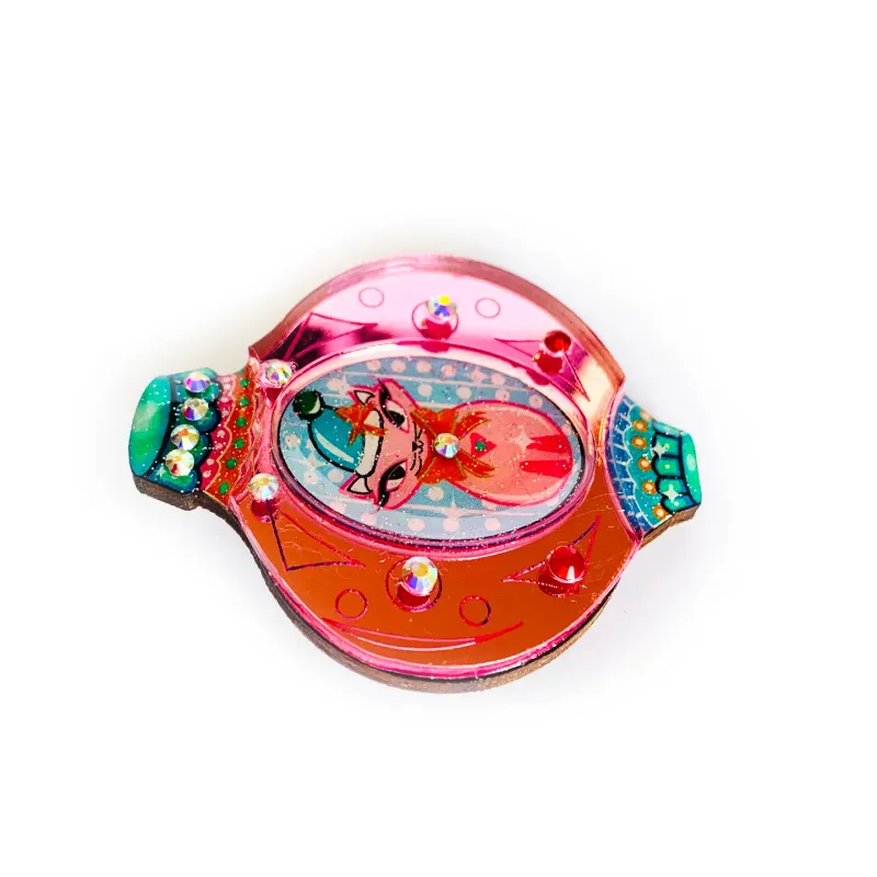 Retro Cat Christmas Bauble Brooch