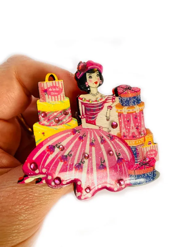 Paris Shopping Brooch