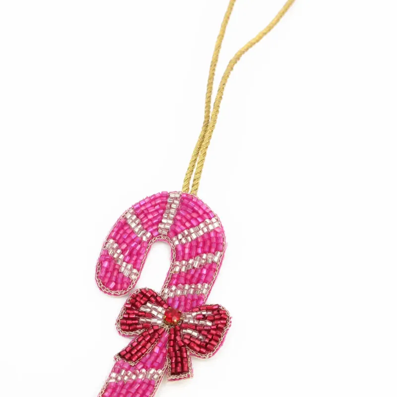 Candy Cane Beaded Decoration