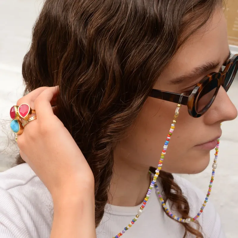 Sunglass Chain - Rainbow Pearl Beads