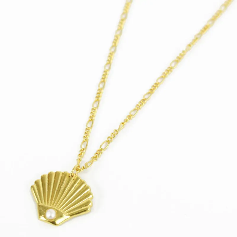 Art Deco Shell Necklace - Gold