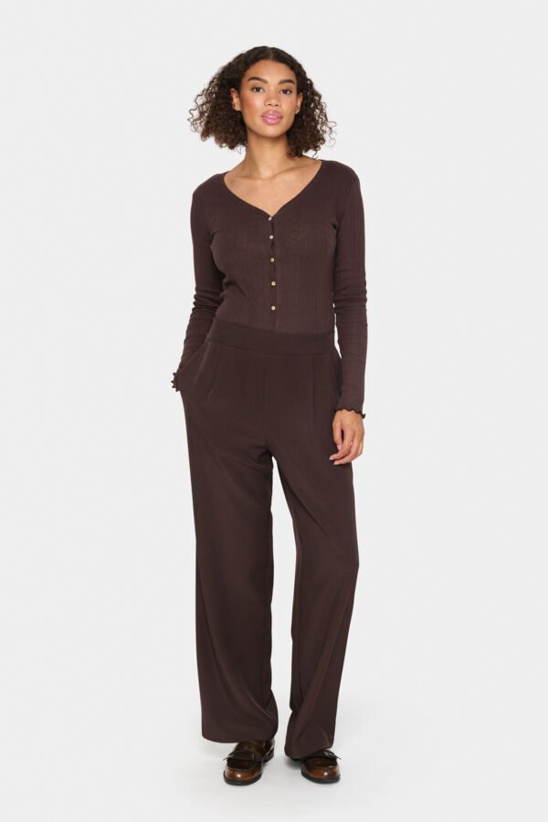 Celest Wide Leg Pants - Dark Oak