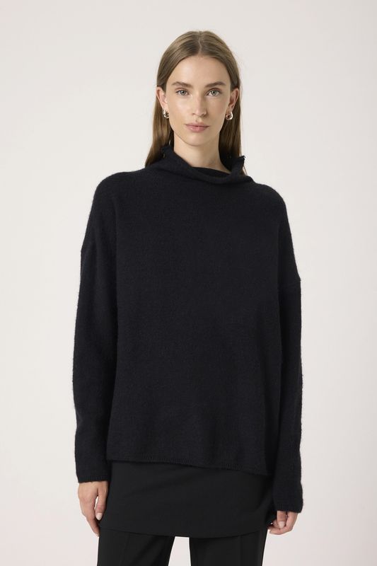 Miya Slim Sleeve Pullover - Black Melange
