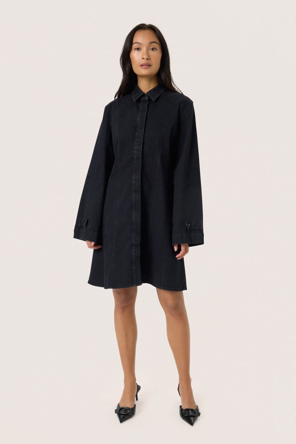 Rhea Denim Dress - Black Washed Denim