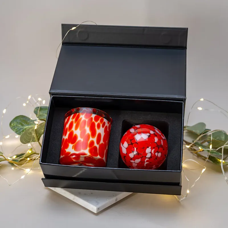 Glass Bauble Gift Set - Red &amp; White
