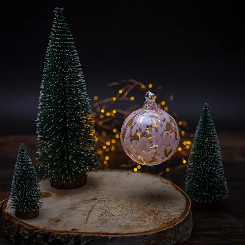 Hand-blown Glass Bauble - Pink &amp; Gold