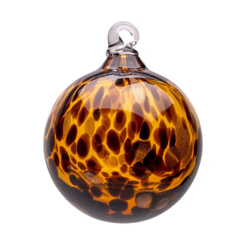 Hand-blown Glass Bauble - Leopard Print &amp; Bronze