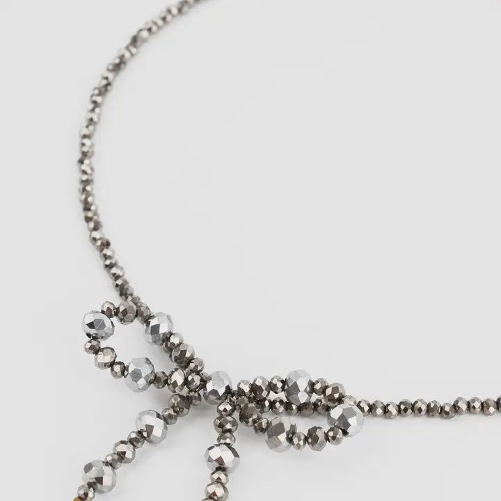 Silver Bow Necklace - Silver