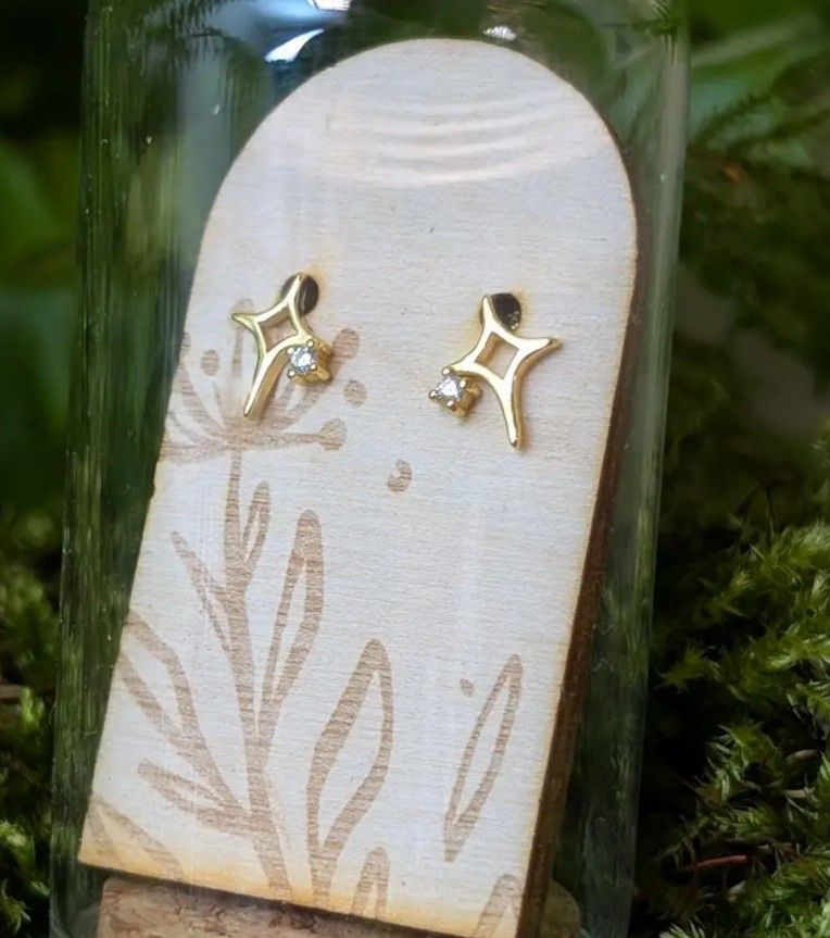 Dazzling Star Gold Plated Sterling Silver Studs