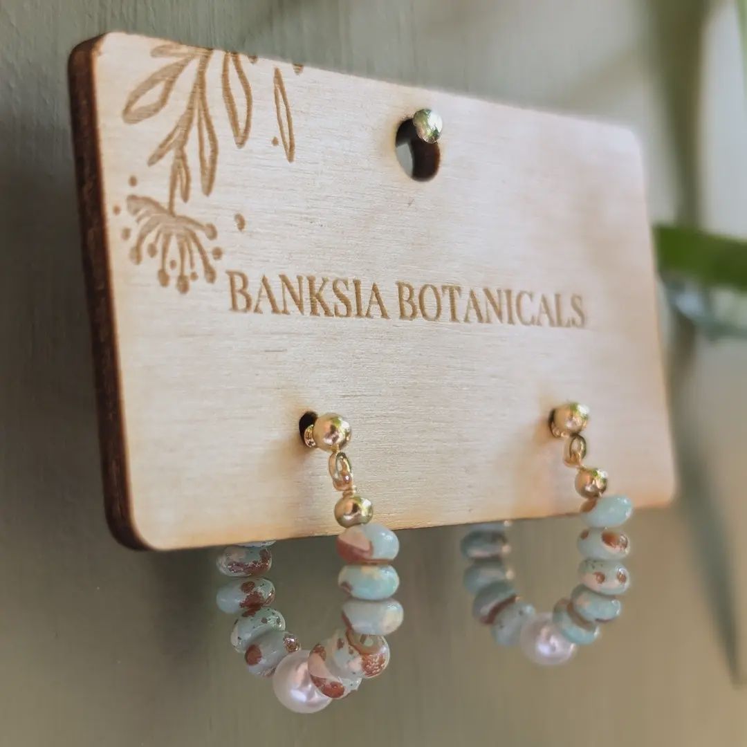 Beaded Stud Earrings - Blue