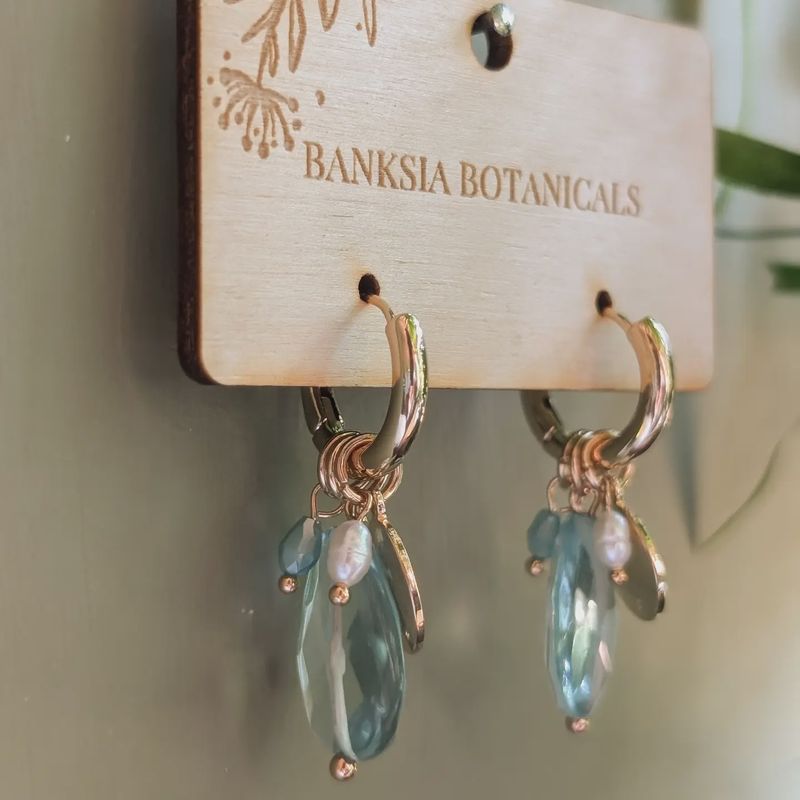 Charm Huggie Earrings - Blue